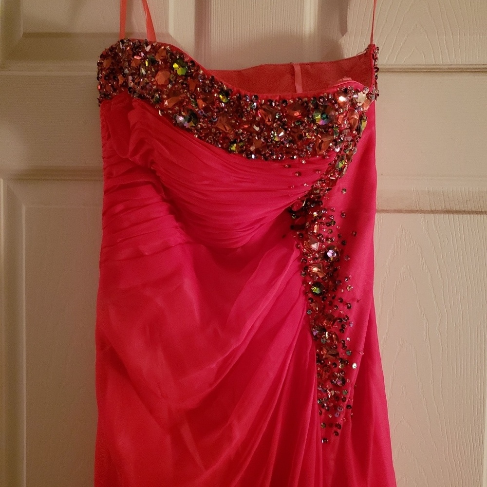 Strapless Coral Formal Dress Size 0